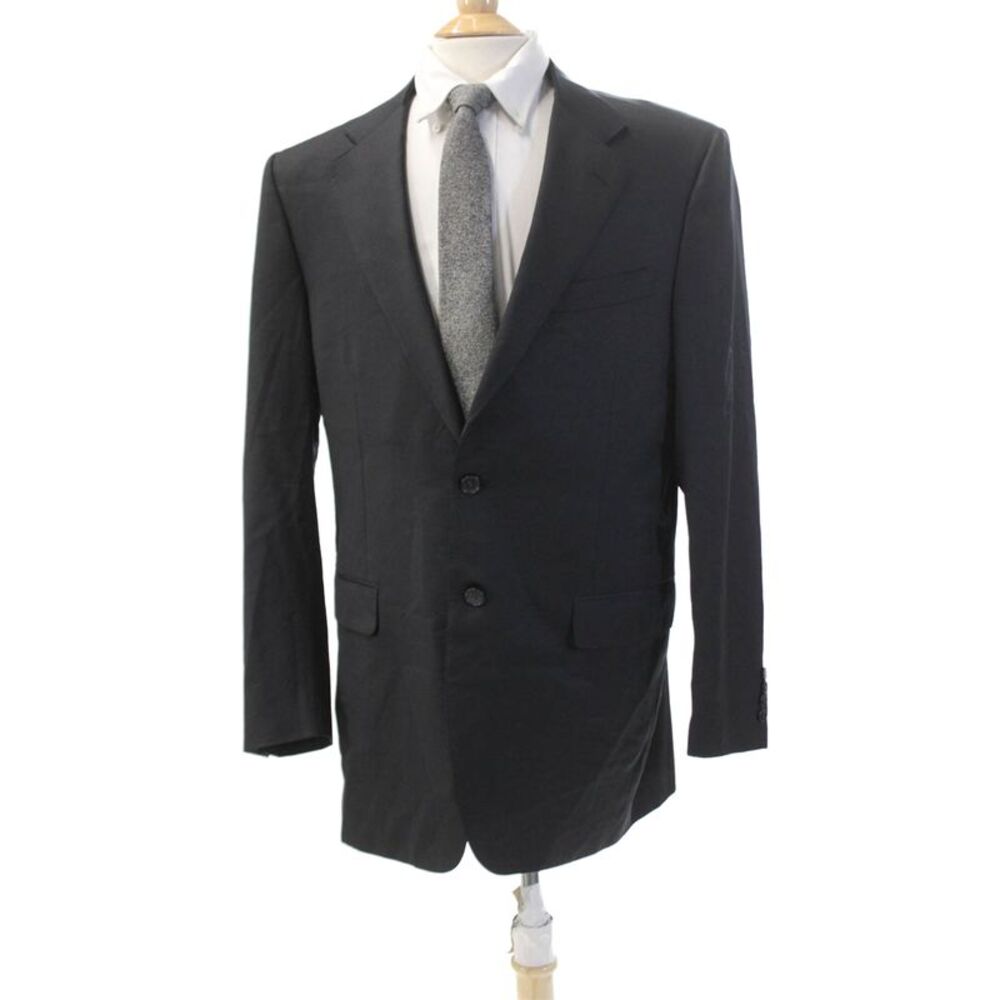 Zanella Mens Textured Lined Button Collared Suit Blazer Black Size EUR 40